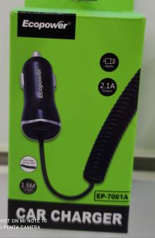 CARGADOR ECOPOWER  EP-7061A 12V  P/IPHONE 1USB 2.1 AMP